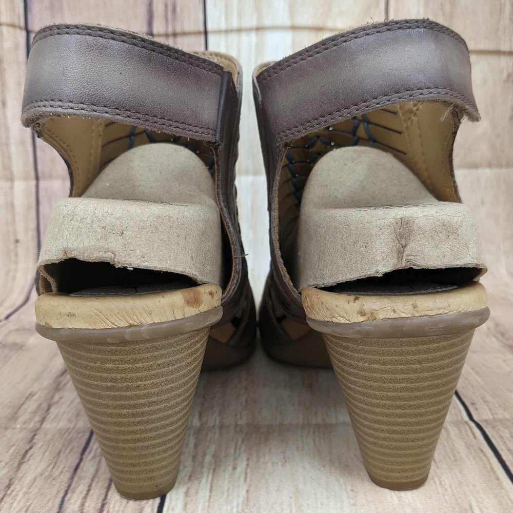 EARTH Libra Heeled Sandals Gray Leather Comfort Sandal Sz 10 - Picture 4 of 10